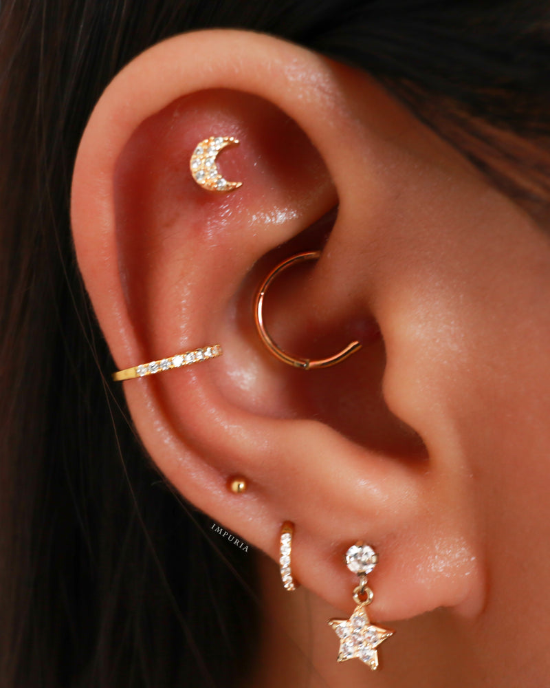 Cute Pretty Star Dangle Ear Piercing Jewelry Earring Stud for Cartilage Helix Tragus Lobe - www.Impuria.com