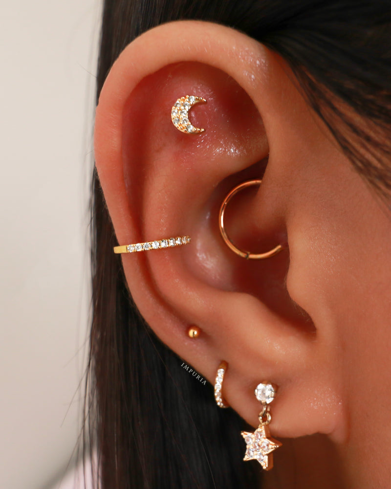 Cute Pretty Star Dangle Ear Piercing Jewelry Earring Stud for Cartilage Helix Tragus Lobe - www.Impuria.com