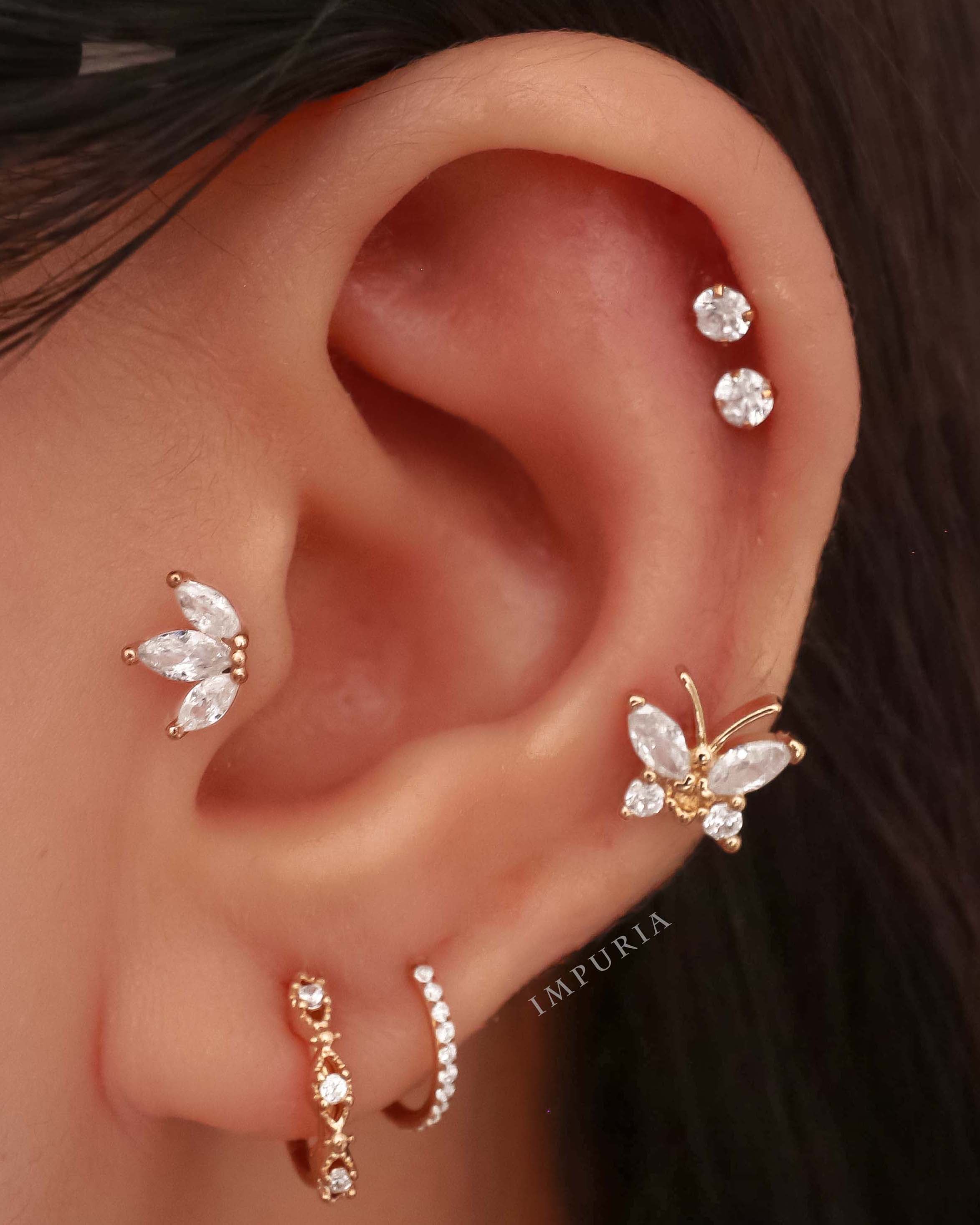 Fancy Multiple Ear Piercing Jewelry Ideas for Women - ideias fofas de piercing na orelha - www.Impuria.com