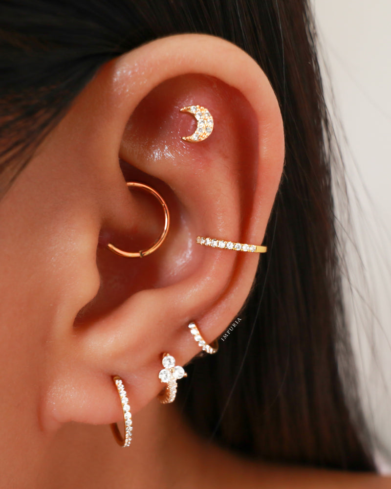 Trinity Huggie Hoop Earrings Crystal Cartilage Helix Tragus Piercing – Impuria  Ear Piercing Jewelry