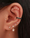 Zodiac Celestial Moon & Star Chain Drop Ear Piercing Earring Stud Set