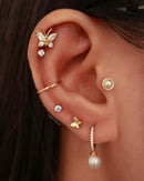 Precieux Pearl Polished Ear Piercing Earring Stud Set