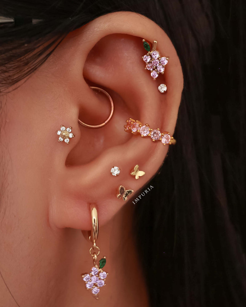 Cute Grape Feminine Multiple Cartilage Helix Ear Piercing Ideas -  Impuria.com