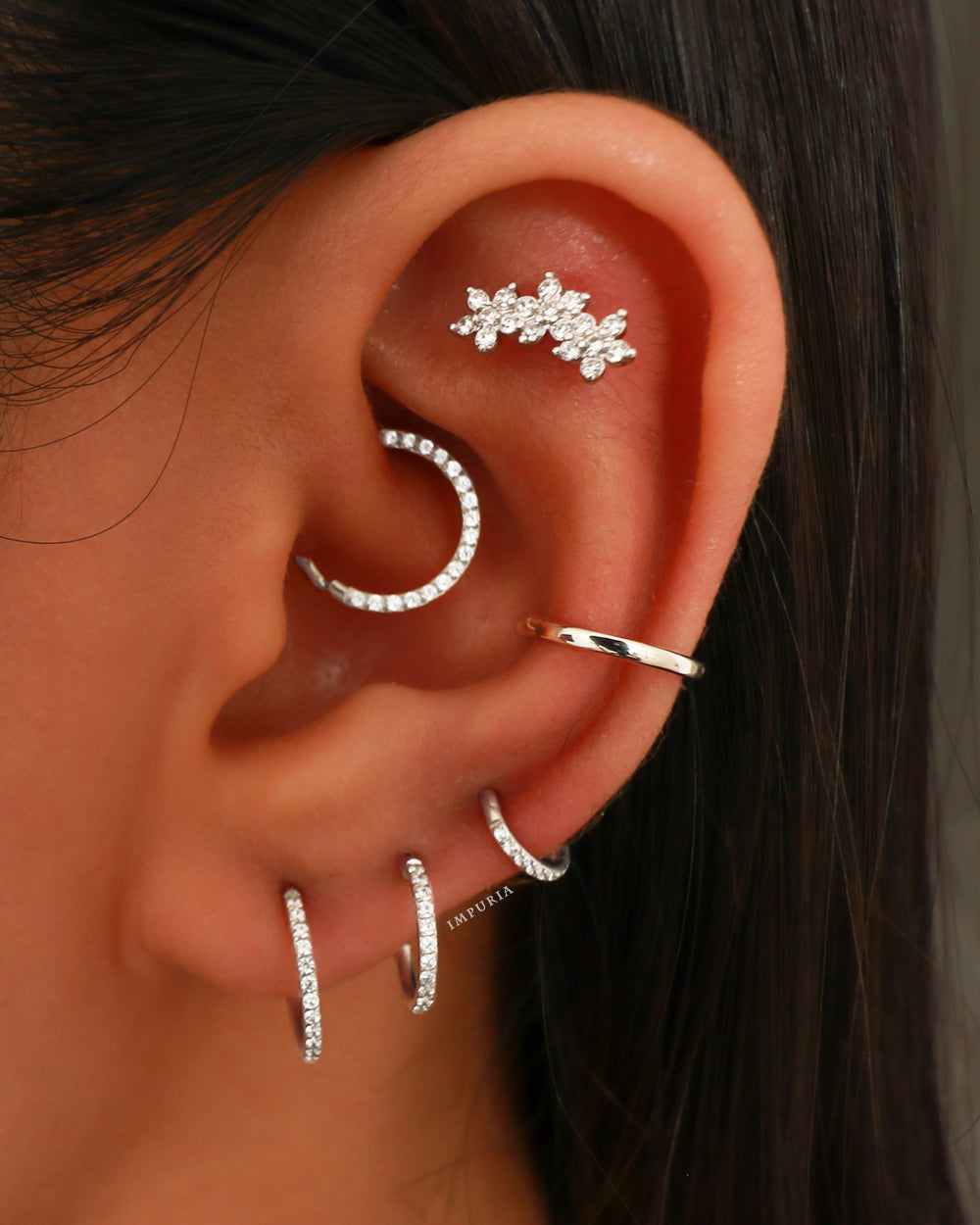 Cute Crystal Daith Clicker Hoop Earring Ear Piercing Jewelry Ideas - www.Impuria.com