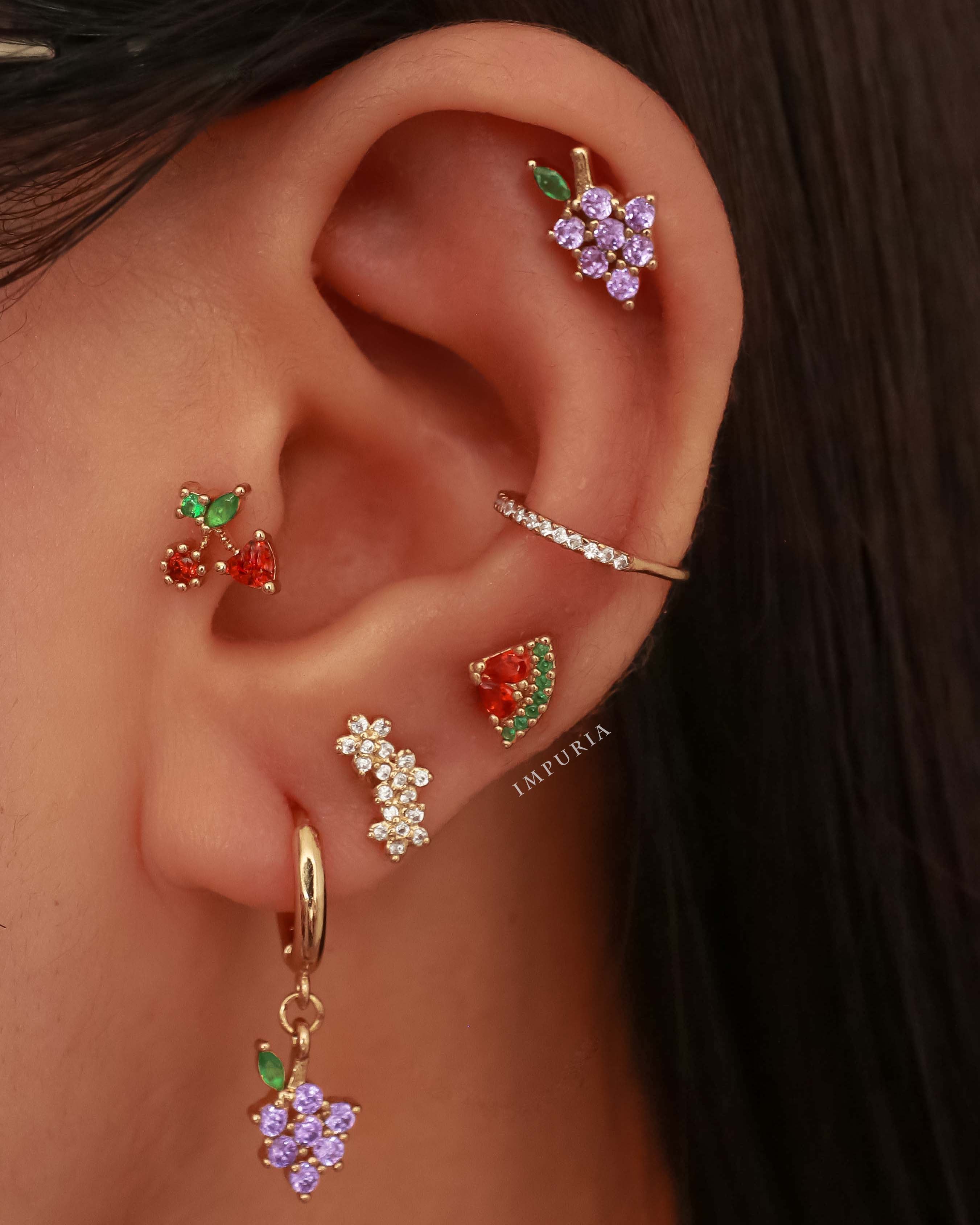 Ear Curation Ideas Crystal Cartilage Helix Tragus Conch Earring Hoop Ring 16G - ideias fofas de piercing na orelha - www.Impuria.com