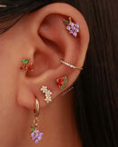Garnet Watermelon Crystal Ear Piercing Earring Stud Set