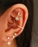 Unique Celestial Moon Star Flower Cartilage Helix Flat Ear Piercing Jewelry Ideas - www.Impuria.com