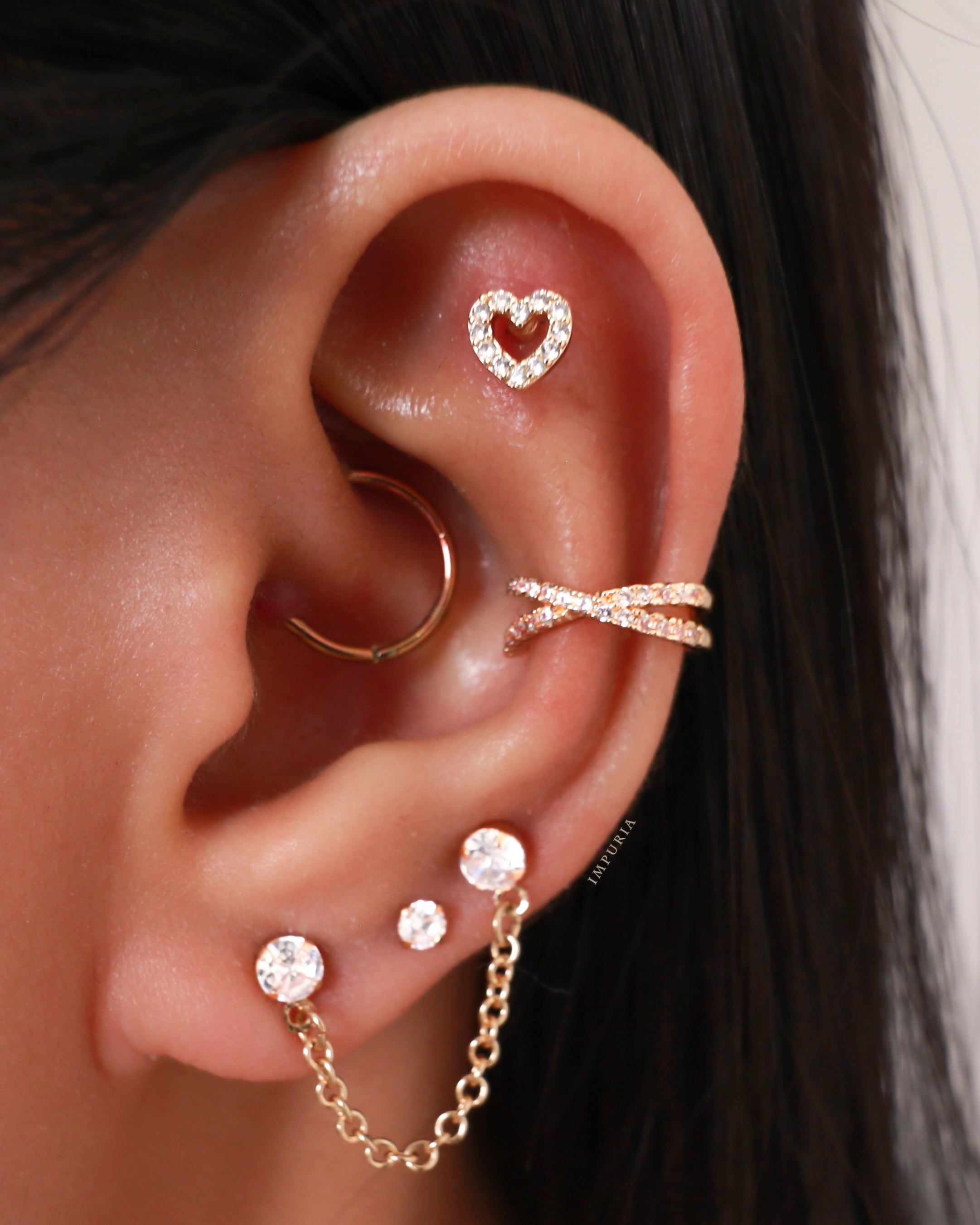 Simple Round Crystal Earring Studs for Cartilage Helix Tragus Conch -Pretty Multiple Ear Piercing Jewelry Ideas for Women - www.Impuria.com