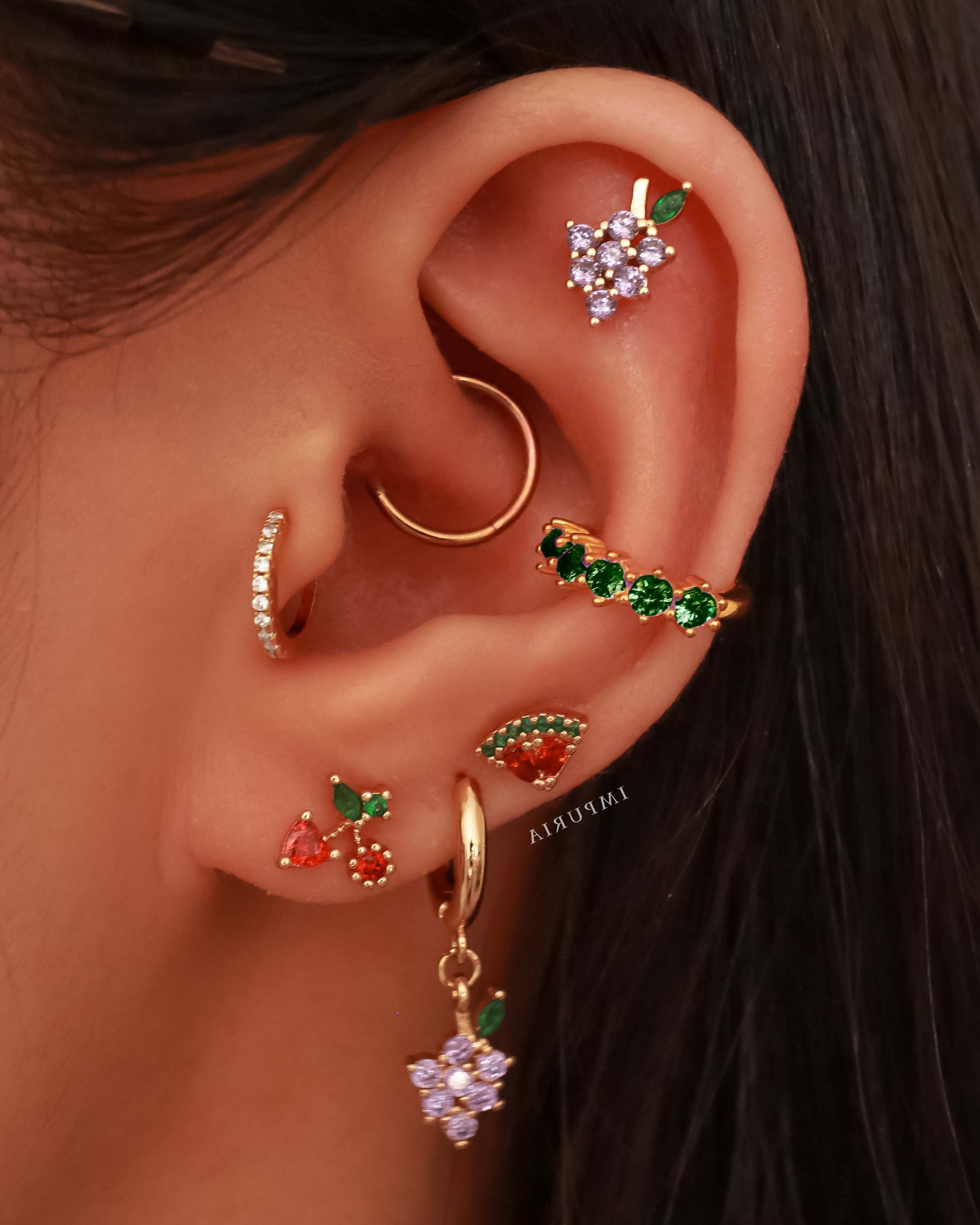 Cute Fruit Cherry Watermelon Ear Piercing Ideas for Women - www.Impuria.com #earpiercings