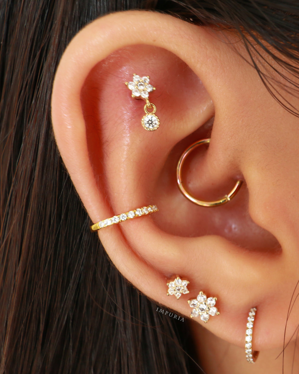 Flat ear clearance piercing earrings