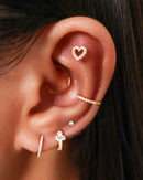 Cute Crystal Heart Outline Flat Cartilage Helix Ear Piercing Jewelry Ideas - www.Impuria.com
