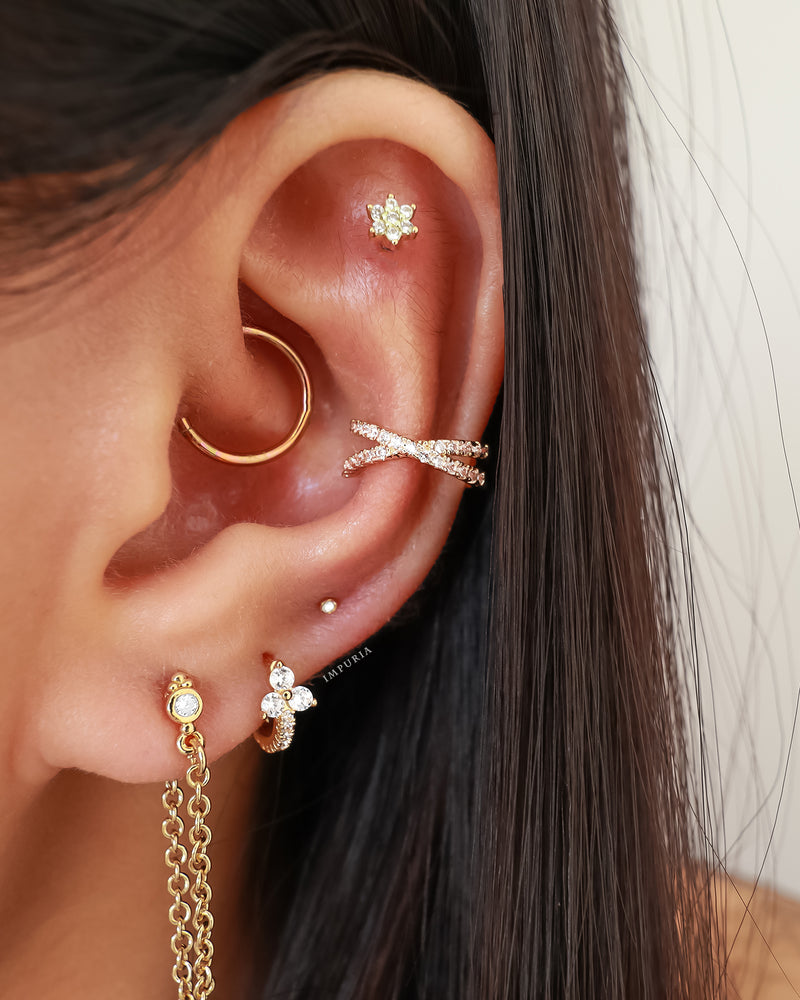 Cute Criss Cross Ear Cuff Earring Fashion Jewelry for Women - Multiple Ear Piercing Placement Ideas - www.Impuria.com