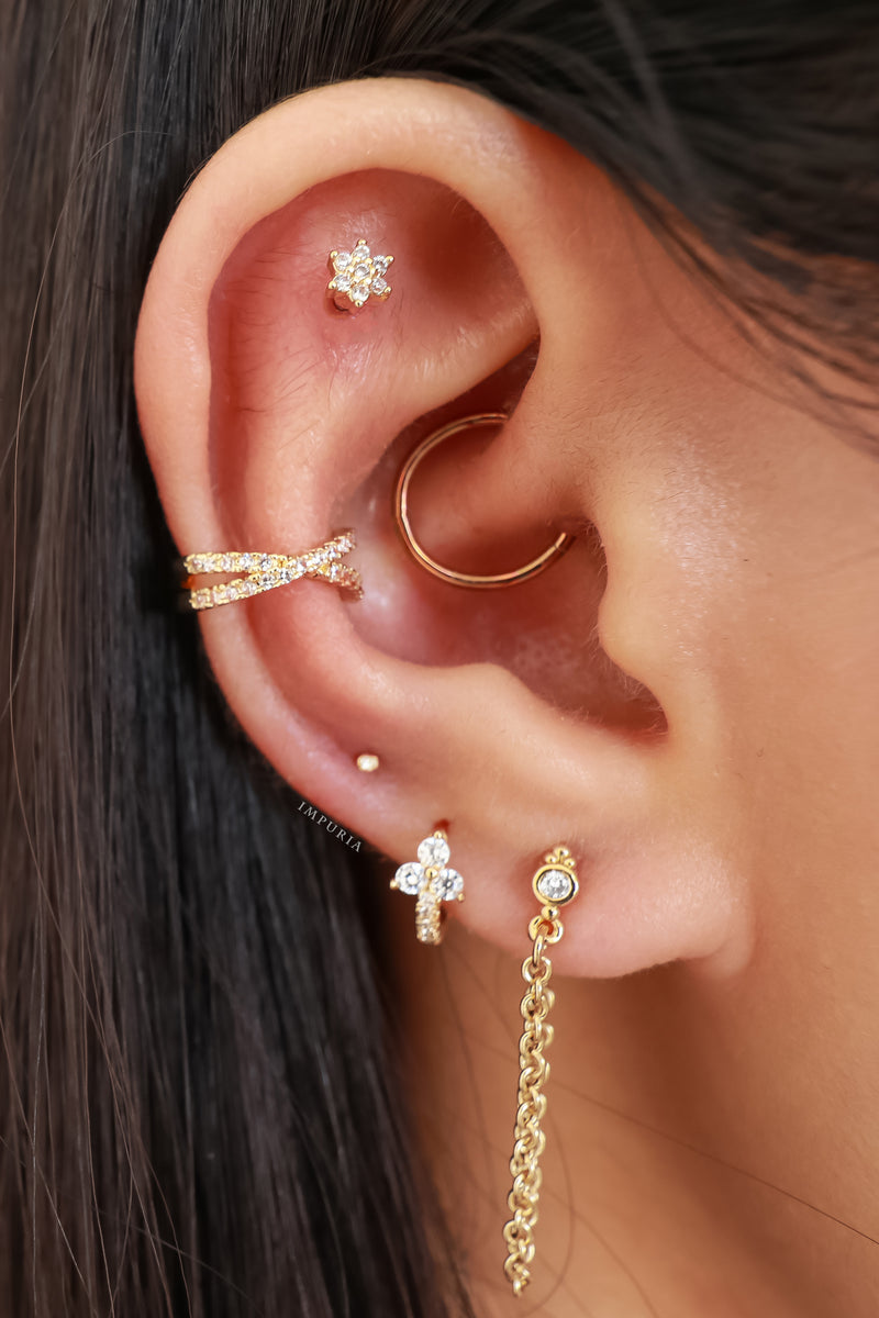 Classy Gold Multiple Ear Piercing Ideas - Crystal Pave Criss Cross Ear Cuff Earrings - Fashion Jewelry - www.Impuria.com