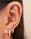 Rose Gold Thick Huggie Hoop Ring Earrings - Pretty Multiple Ear Piercing Jewelry Ideas for Women - www.Impuria.com