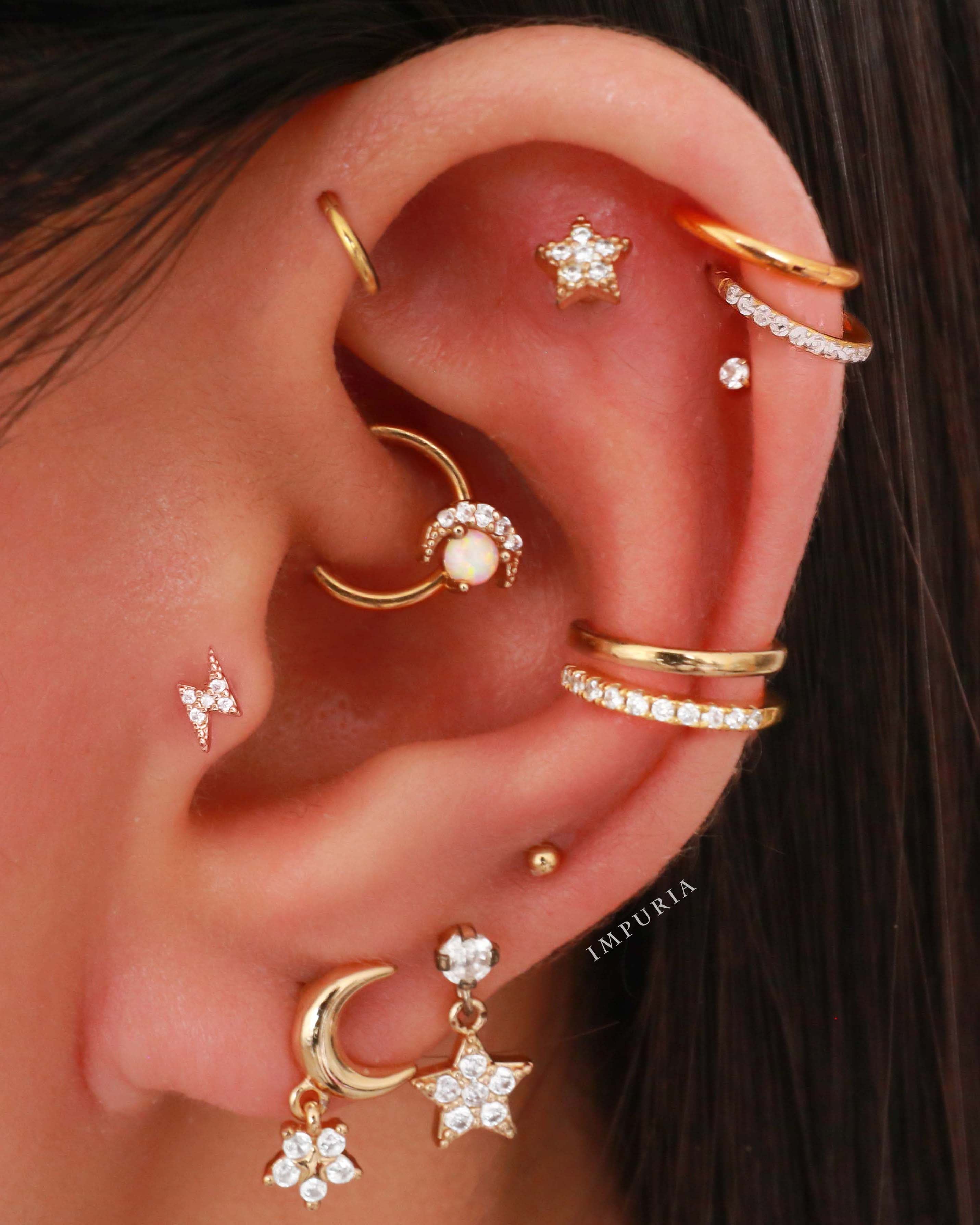 All the Way Around Cartilage Helix Lobe Multiple Ear Piercing Placement Curation Ideas - www.Impuria.com