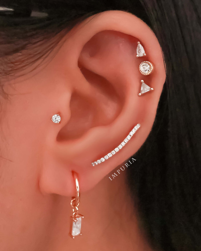 Pluie Teardrop Crystal Prong Ear Piercing Earring Stud Set