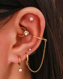 Celestial Constellation Ear Piercing Jewelry Ideas Gold Opal Moon Star Daith Clicker Ring Hoop 16G - www.Impuria.com