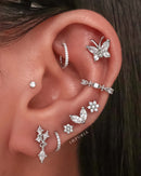 Aesthetic Multiple Ear Piercing Curation Stack Ideas - Crystal Pave Rook Hoop Ring - www.Impuria.com