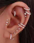 Silver Ear Stack Piercing Jewelry Ideas Cartilage Helix  Tragus Rook Ring Hoop Clicker  - Ideas para perforar la oreja - www.Impuria.com