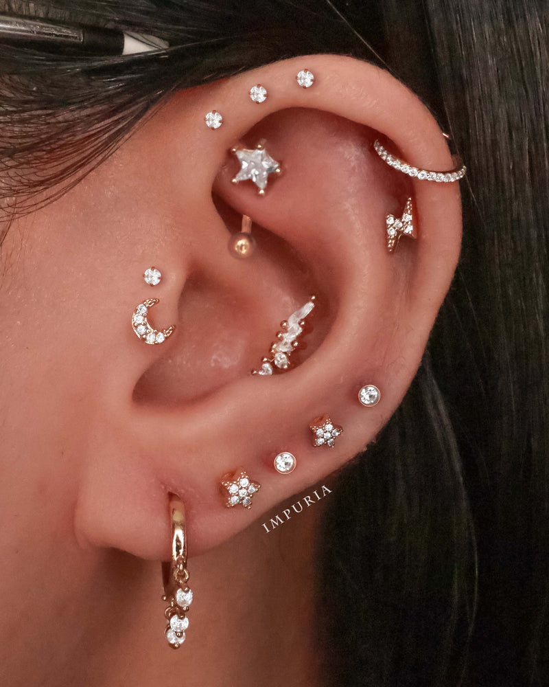 Cartilage Helix Earring Stud Celestial Ear Piercing Ideas for Women for Female - www.Impuria.com