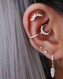 Laila Crystal Angel Wing Ear Piercing Ring Hoop Clicker