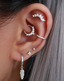 Multiple Ear Piercing Ear Curation Ideas for Women - Clover Cartilage Helix Tragus Conch Earring Studs 16G - www.Impuria.com