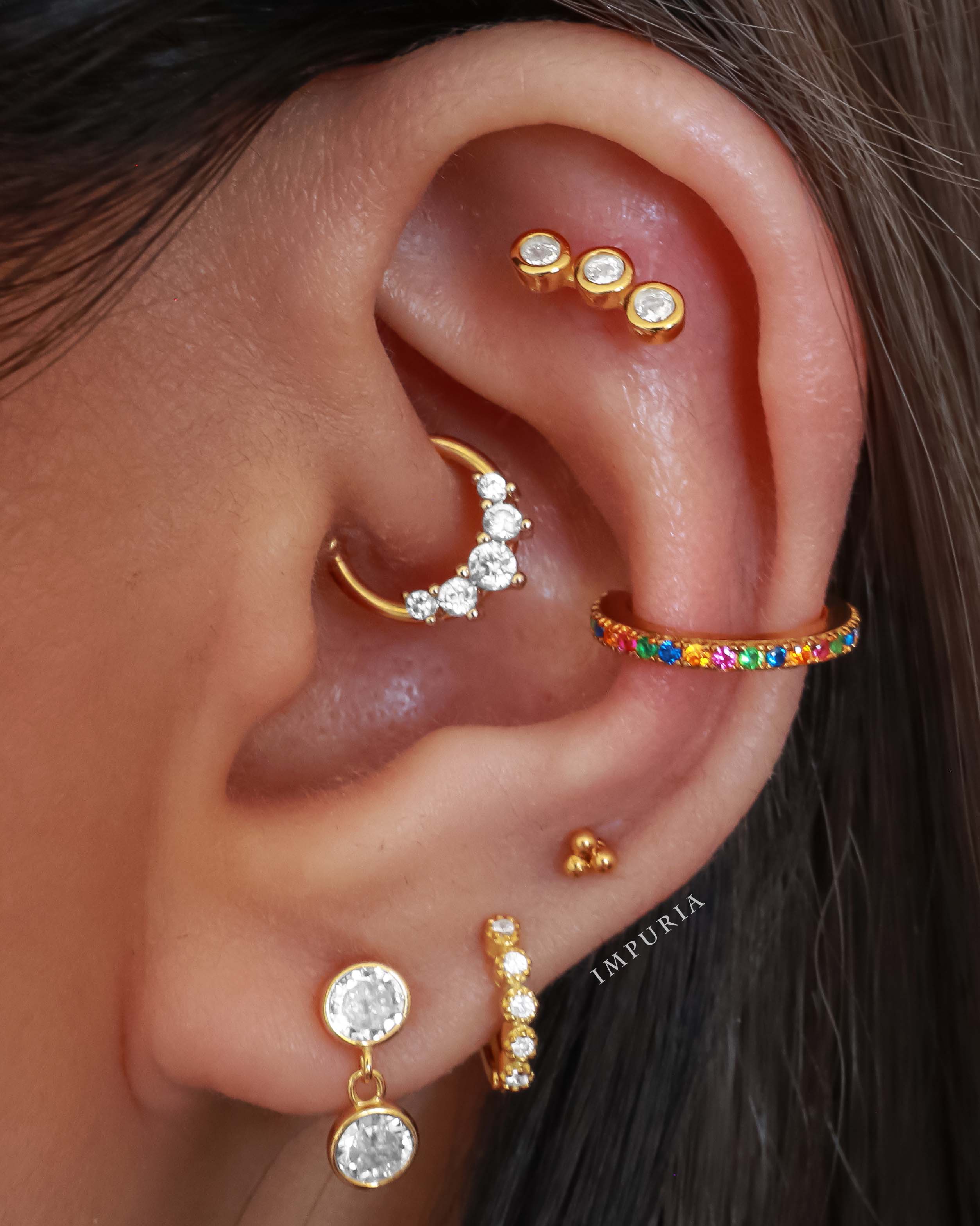 Sophie 5 Crystal Prong Earring Ear Piercing Ring Hoop