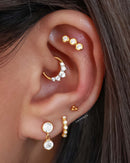 Iconic Triple Crystal Bezel Cluster Ear Piercing Stud