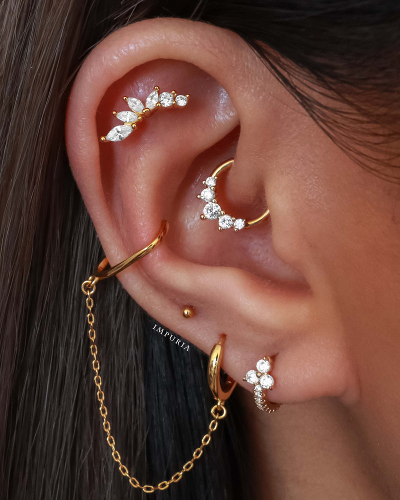 Source Double Helix Huggies Twist Earrings Gold Plated Joyas