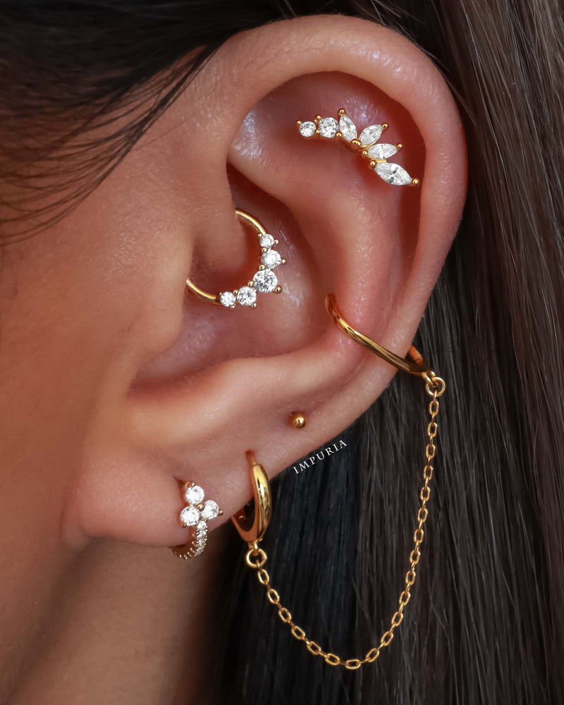 Cute Multiple Ear Piercing Ideas 16G Daith Crystal Clicker Ring Hoop - www.Impuria.com