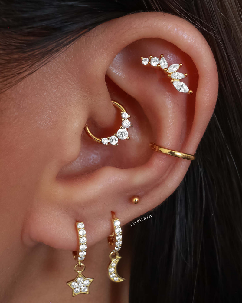 Double Piercing Earring Star and Moon Earrings Multiple -  UK