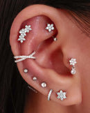 Cute Multiple Ear Piercing Jewelry Ideas - Crystal Flower Tragus Cartilage Helix Earring Stud - www.Impuria.com