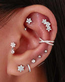 Beautiful Flower Rook Ear Piercing Earring Curved Barbell 16G - www.Impuria.com
