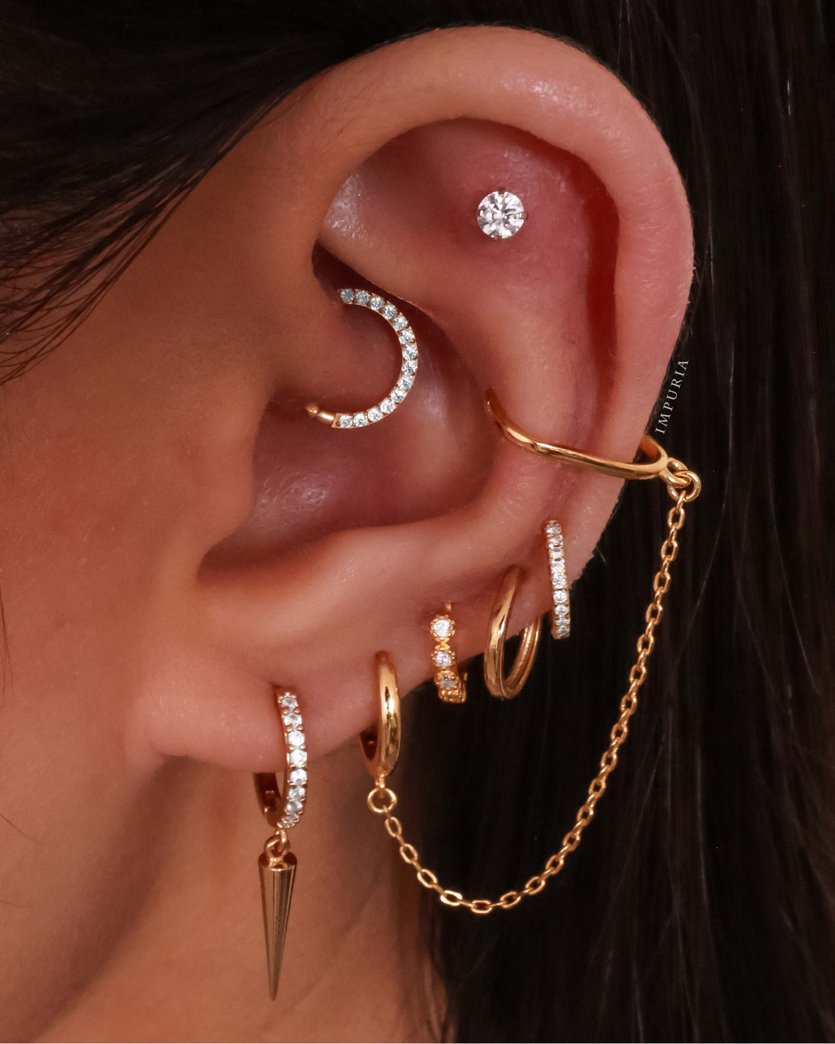 Cute Ear Piercing Ideas for Women Cartilage Helix Cartilage Helix Hoop Earrings - www.Impuria.com