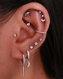 Pretty Gold Multiple Ear Piercing Ideas - Moon Star Crystal Huggie Hoop Earrings - www.Impuria.com