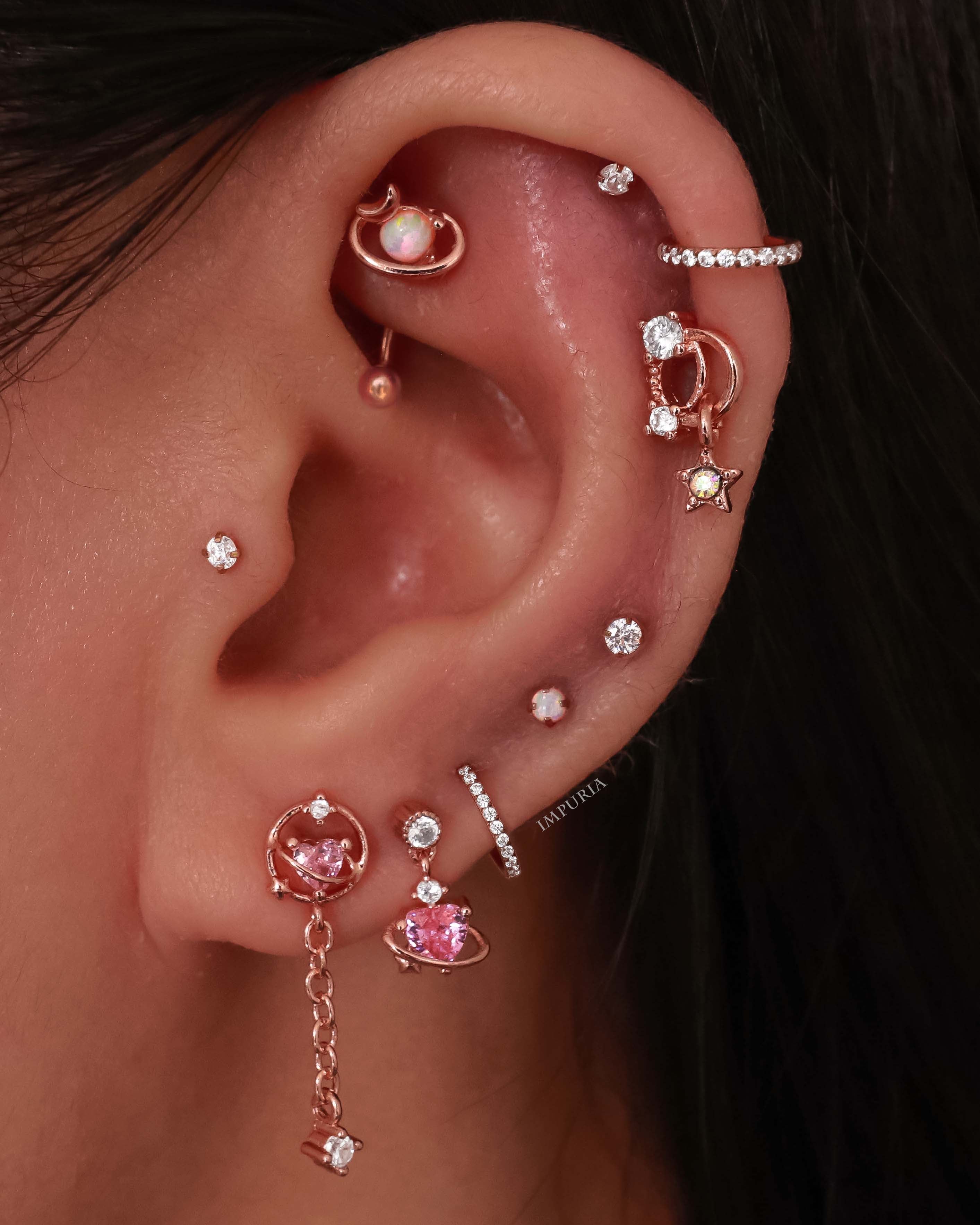 Ear Curation Ideas for 2021 - Rose Gold Cartilage Helix Lobe Earring Studs - www.Impuria.com