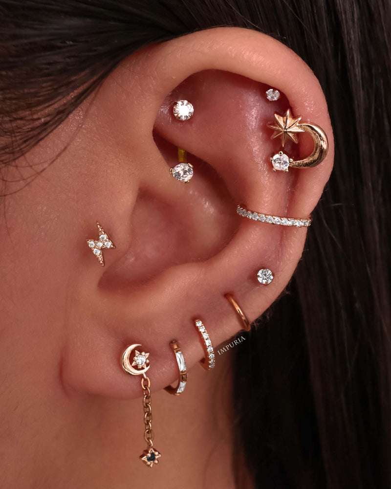 Cute Multiple Celestial Gold Ear PIercing Jewelry Ideas - www.Impuria.com