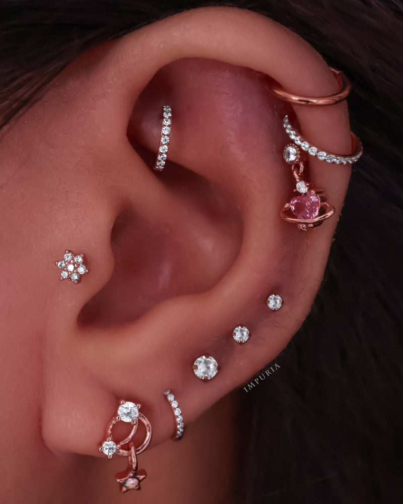 Ear Curation Ideas for 2021 - Rose Gold Cartilage Helix Lobe Earring Studs - www.Impuria.com