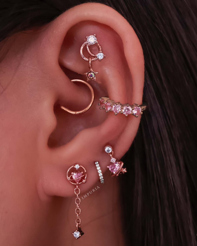 Pink Celestial and Flower Ear Stack Set (6 Pieces) – Wanttey