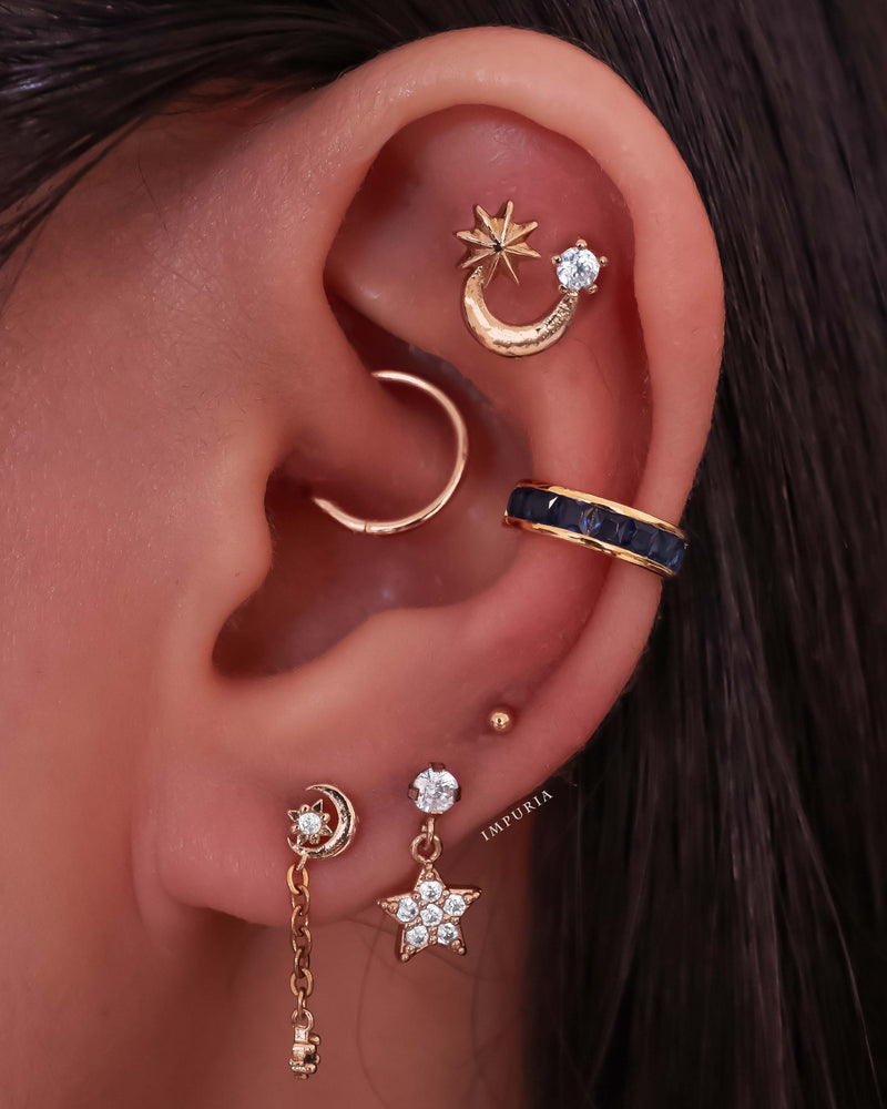 Pretty Celestial Star Gold Multiple Ear Piercing Jewelry Ideas - www.Impuria.com