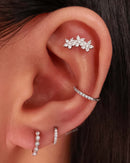 Cute Simple Minimalist Triple Flower Cartilage Helix Flat Ear Piercing Ideas - www.Impuria.com
