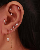 Cute Crystal Lotus Flower Flat Cartilage Helix Multiple Ear Piercing Jewelry Ideas for Women - www.Impuria.com