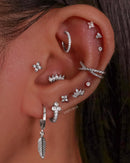 Pretty Multiple Ear Piercing Ideas for Women Silver Trinity Hoop Huggie Earrings - www.Impuria.com