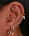 Cute Moon Cartilage Helix Flat Silver Earring Stud Beautiful Multiple Curated Ear Piercing Ideas - www.Impuria.com