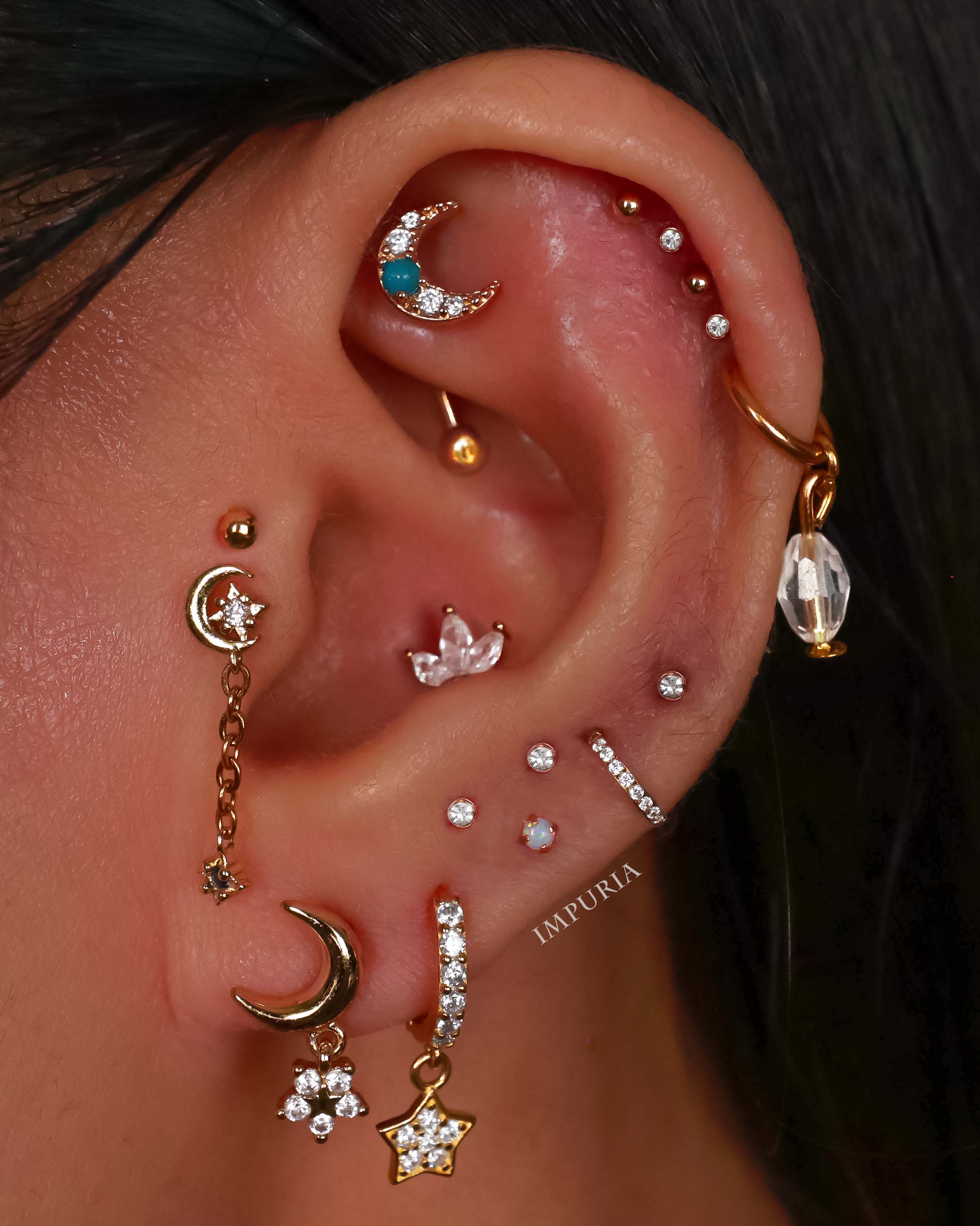 Cute Small Tiny Gold Multiple Ear Piercing Ideas Cartilage Helix Tragus Conch Earlobe Earring Studs - www.Impuria.com