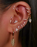 Cute Crystal Lotus Flower Flat Cartilage Helix Multiple Ear Piercing Jewelry Ideas for Women - www.Impuria.com