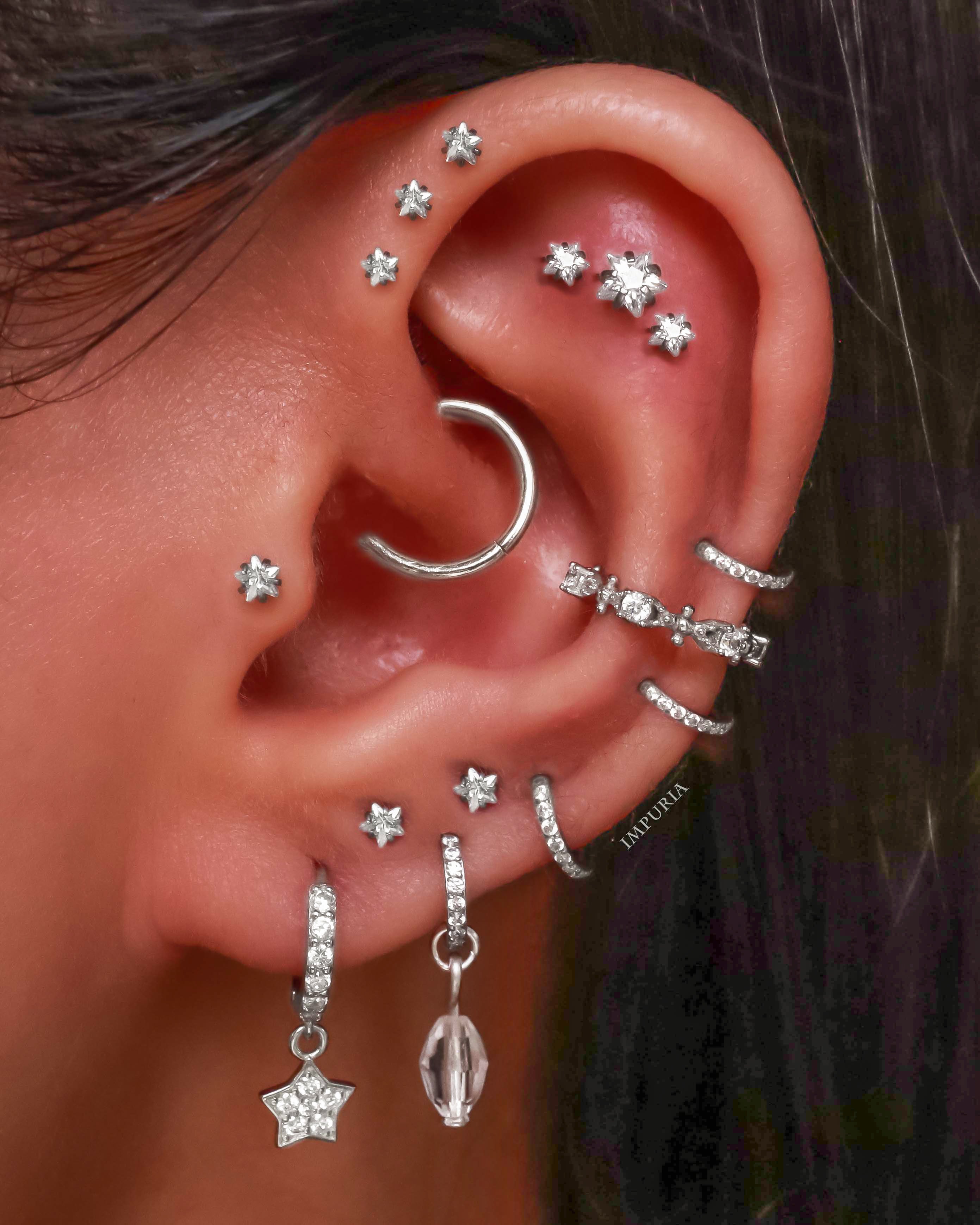 Star Helix Cartilage Flat Back Earring Stud 16G Cute Multiple Ear Piercing Curation Ideas for Women - www.Impuria.com #earpiercings