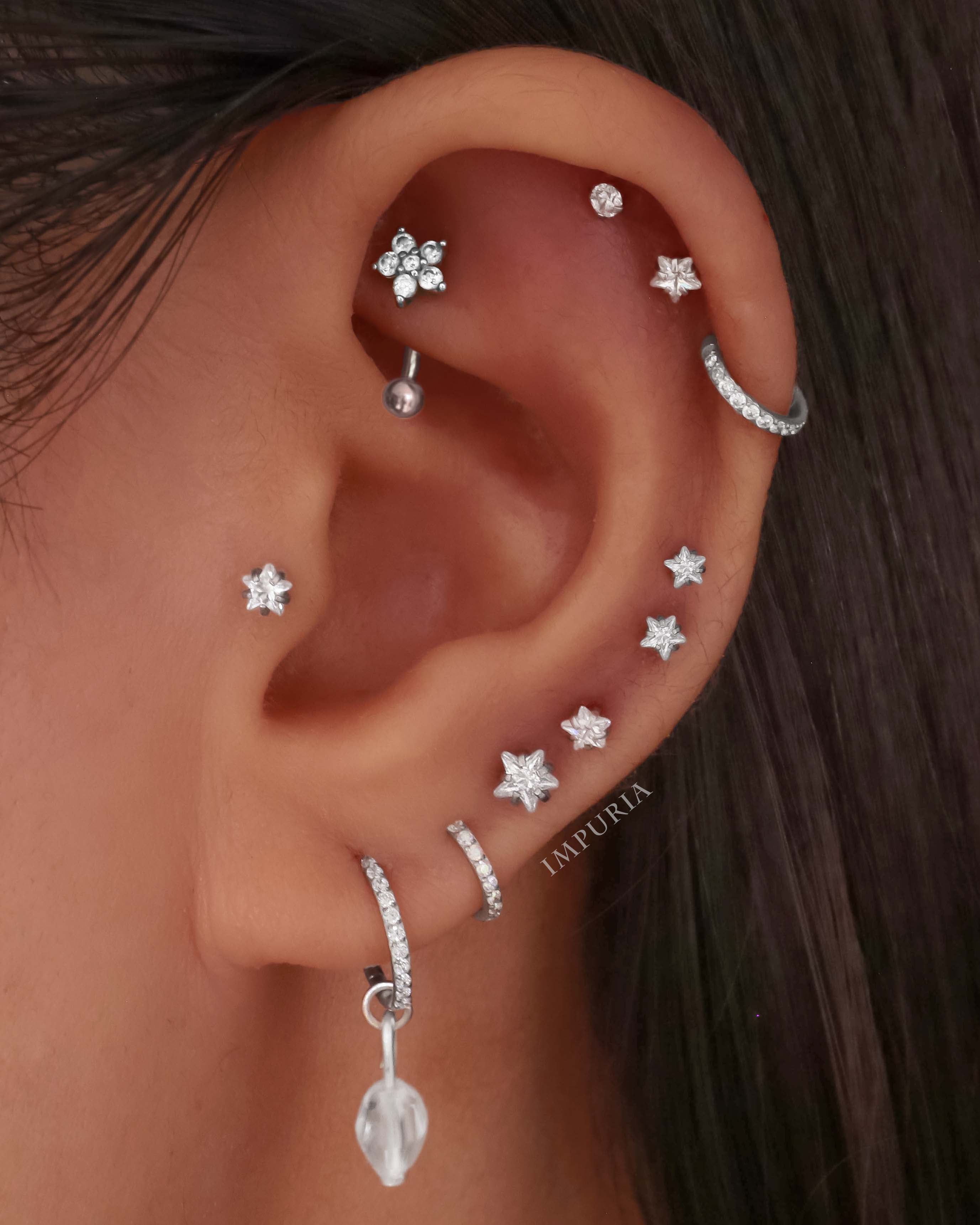 All the Way Around Cartilage Helix Lobe Multiple Ear Piercing Placement Curation Ideas - www.Impuria.com