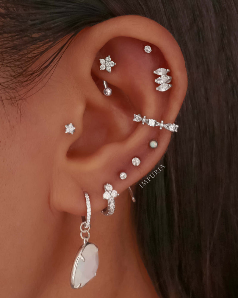 Trois Triple Crystal Marquise Ear Piercing Earring Stud Set