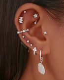 Sparkle Crystal Prong Ear Piercing Earring Stud Set